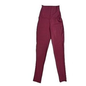 Balera Dancewear High-Waist Leggings Size‎ IC (7/8) Burgundy Nylon Spandex NEW